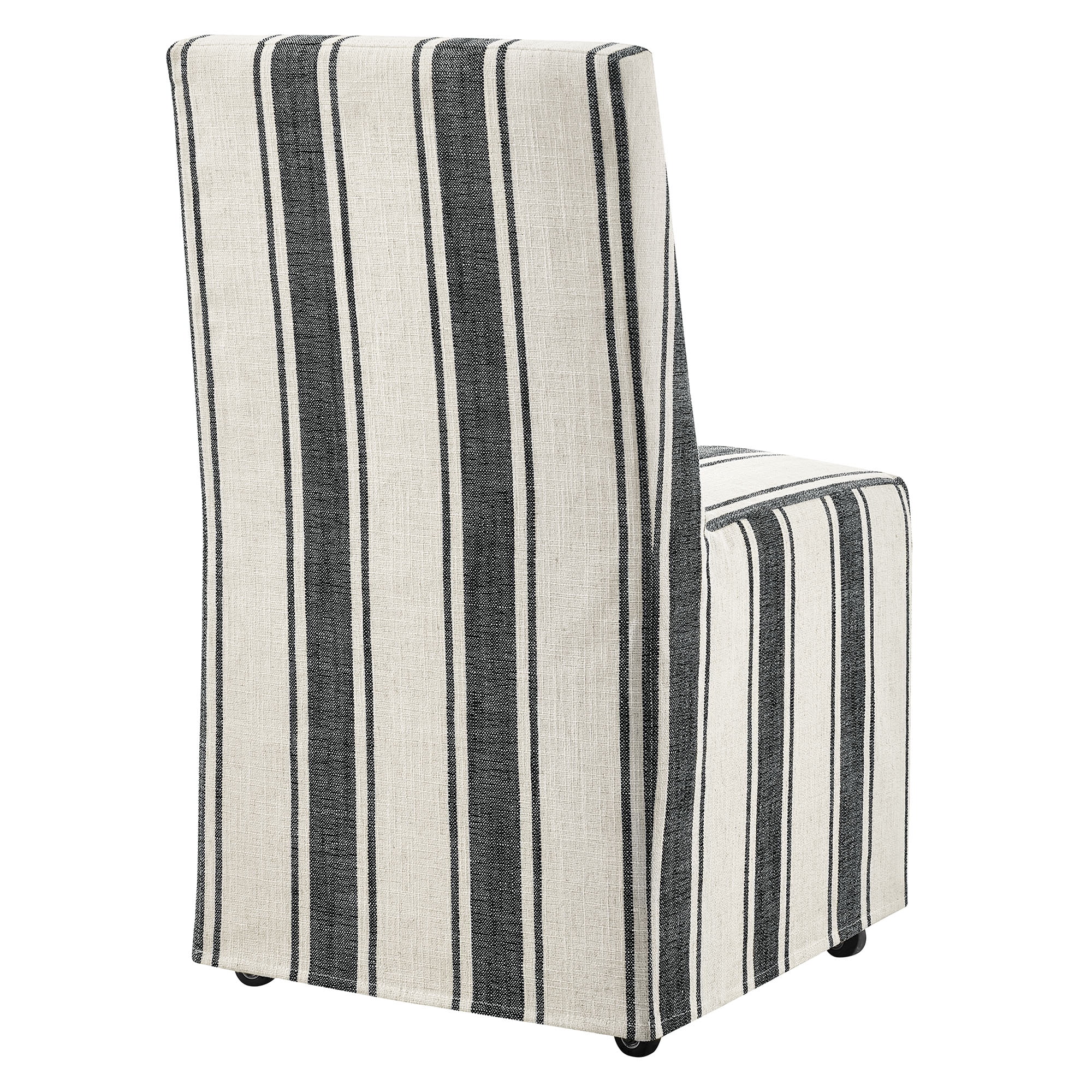 Tessera Striped Slipcovered Dining Side Chair in Black Stripe