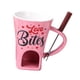 thumbnail image 2 of Taza para fondue de chocolate con tenedor, calentador de mantequilla y taza personal para derretir queso Rosa, 2 of 8