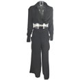 thumbnail image 1 of Mono elegante de manga larga para mujer, sexy, con cuello en V, informal, pantalones largos de pierna ancha Adepaton BST3003119-2, 1 of 6