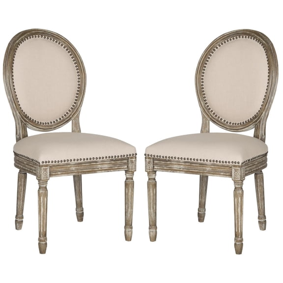 Safavieh Holloway 19''H French Brasserie Linen Oval Side Chair, FOX6228G-SET2