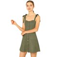 thumbnail image 1 of INSPIRE CHIC Women's Faux Suede A Line Short Button up Overall Dress Green S, 1 of 6