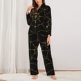 thumbnail image 2 of Honeii Golden Spider Web print Women's Pajama Sets Long Sleeve Button Down Sleepwear Nightwear Soft Pjs Lounge Sets-Medium, 2 of 7