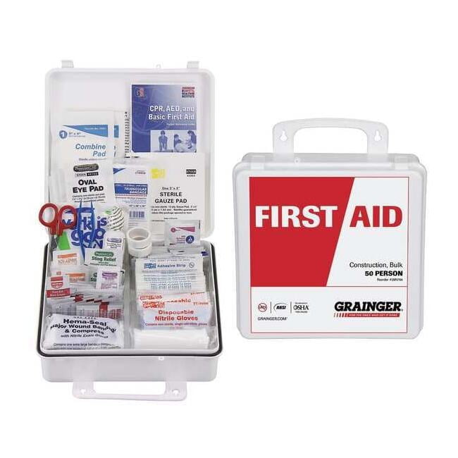 First Aid Kit and Housing, Plastic 103 Components, 50 People Served 54548