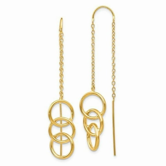 Primal Gold 14 Karat Yellow Gold Triple Circle Threader Earrings