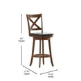 thumbnail image 4 of Flash Furniture Swivel Cross Back Bar Stool, Antique Oak/Black LeatherSoft, 4 of 9