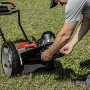 Earthquake 60V Walk Behind String Mower, Includes Two 4Ah Batteries, 22” Cutting Diameter, Three Cutting Speed Dial, 14” Never-Go-Flat Wheels, Easy Assembly, Adjustable Handlebar, 44965