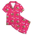 thumbnail image 3 of LIUYUNNN Toddler Girls Silk Pajamas Set Bee Button Down Tops Set Silk Pajamas Outfits Pajamas Boys Size 2-3 Years Boys Girls Fall Outfits, 3 of 3