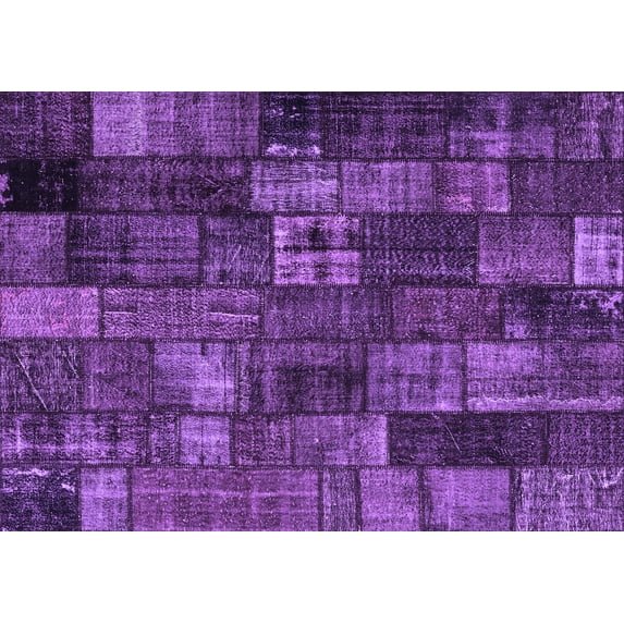 Ahgly Company Indoor Rectangle Patchwork Purple Transitional Area Rugs, 2' x 4'