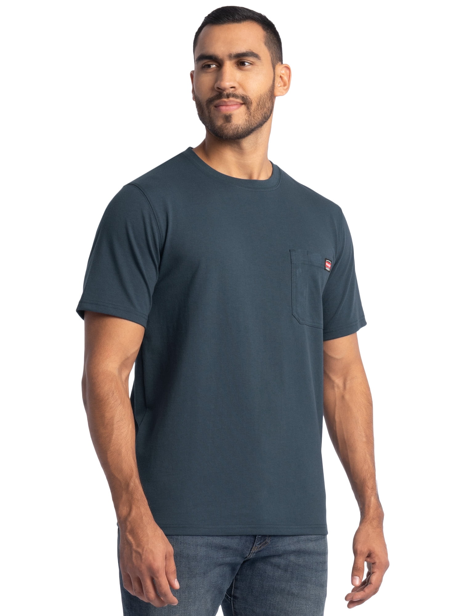 Wrangler Workwear Men's Short Sleeve Heavyweight Pocket Crew Work Shirt, size S-2XLT
