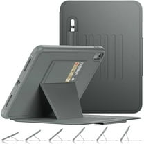Strong Magnetic Case for iPad (A16) 11th/10th Generation 11''/10.9'', Pen Holder, Card Slot， Auto Sleep Shockproof Case with Absorbing Multi-Angles Stand (Gray)