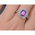 thumbnail image 4 of HeartsAndYou 2ct Natural Purple Amethyst Dual Halo Engagement Ring 100% 14k SOLID White Gold, 4 of 9