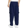 thumbnail image 2 of Mens Heavy Fleece Cotton Blend Casual Plain Athletic Gym Sport Cargo Sweatpants (Navy, L), 2 of 2