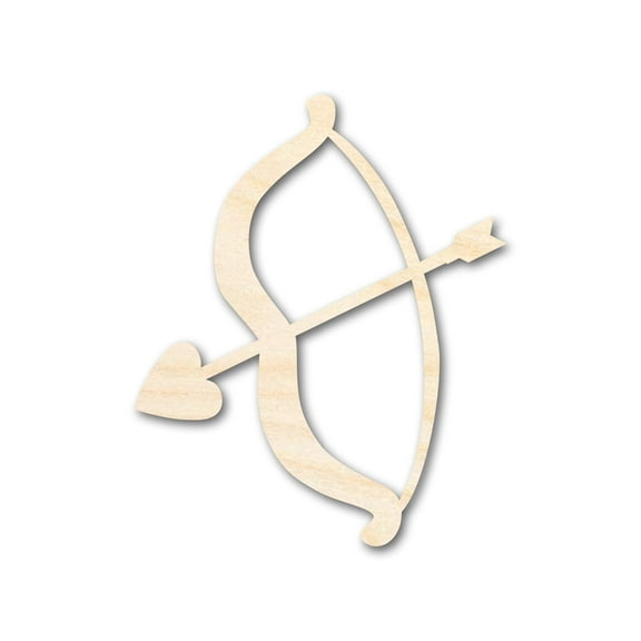 Unfinished Wood Heart Bow and Arrow Shape 3" / 1/4"