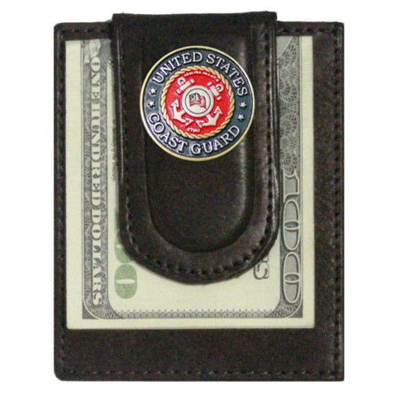 Custom United States Coast Guard Paul and Taylor Money Clip Wallet Brown