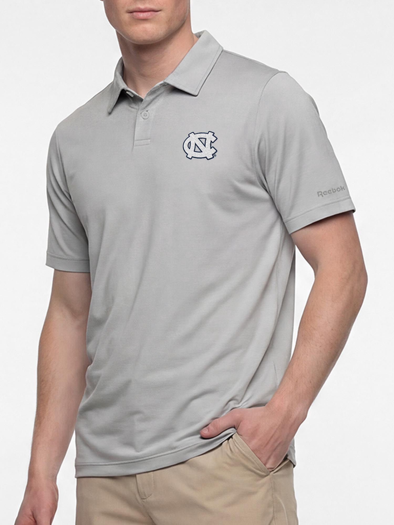 North Carolina Tar Heels Reebok Mens Gray Short Sleeve Polo Shirt