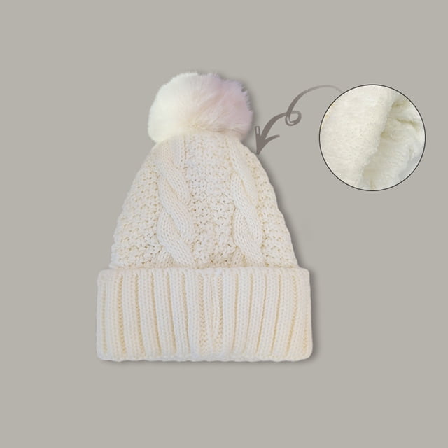 Women's Autumn Winter Solid Color Thickened Warm Dough Thick Thread Knitting Hat With Wool