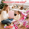 thumbnail image 4 of JoyStone Baby Doll Play Set with 12.5" Baby Doll, 21'' Foldable Doll Stroller, High Chair, 35 PCS Baby Doll Accessories and 2 Sets Doll Clothes, Pretend Play Toys for Girls Toddlers, 4 of 13