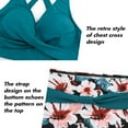 thumbnail image 4 of LAICAIW Womens Two Piece Swimsuits Wrap Front Bikini High Waisted Bottom Tummy Control Bathing Suits Vintage Print Swimwear, 4 of 7