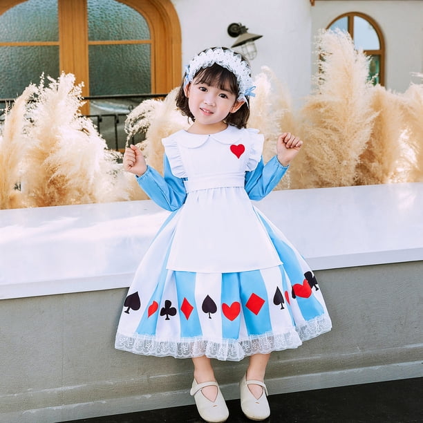 Vestido de sirvienta de princesa Alicia de dos piezas de manga larga para niñas Lolita