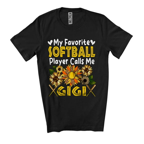 My Favorite Softball Player Calls Me Gigi; Lovely Mother's Day Leopard Sunflowers; Family Unisex T-Shirt