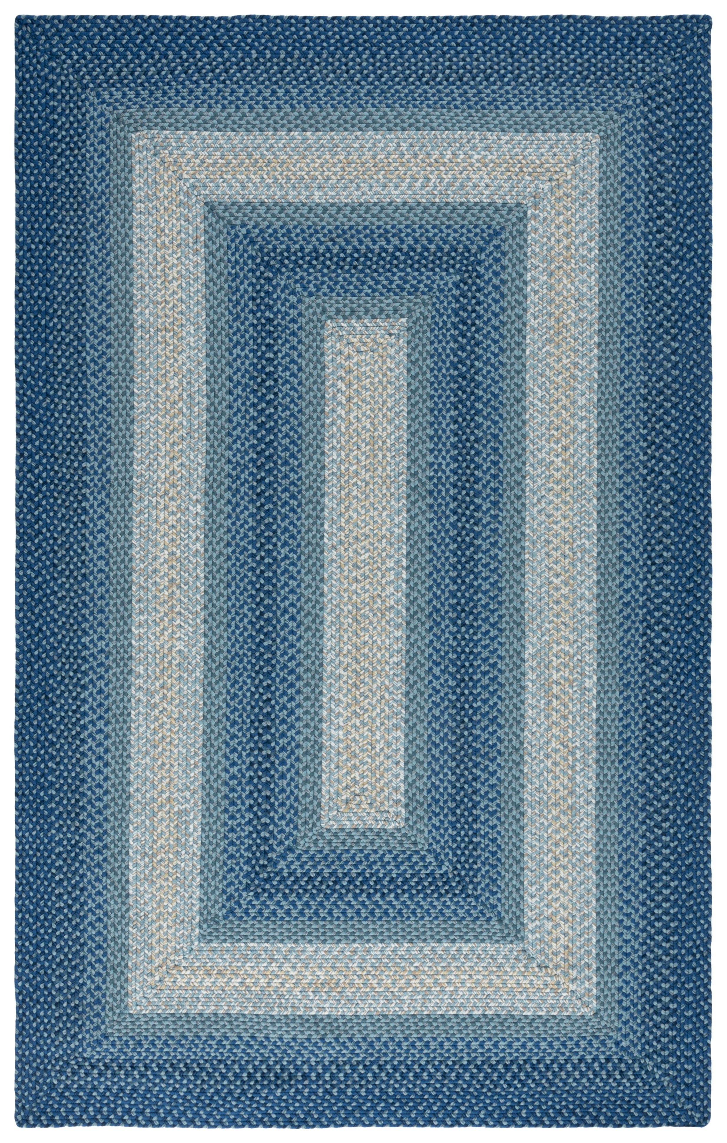 SAFAVIEH Braided Neville Bordered Machine Washable Reversible Area Rug, Navy/Grey, 5' x 8'
