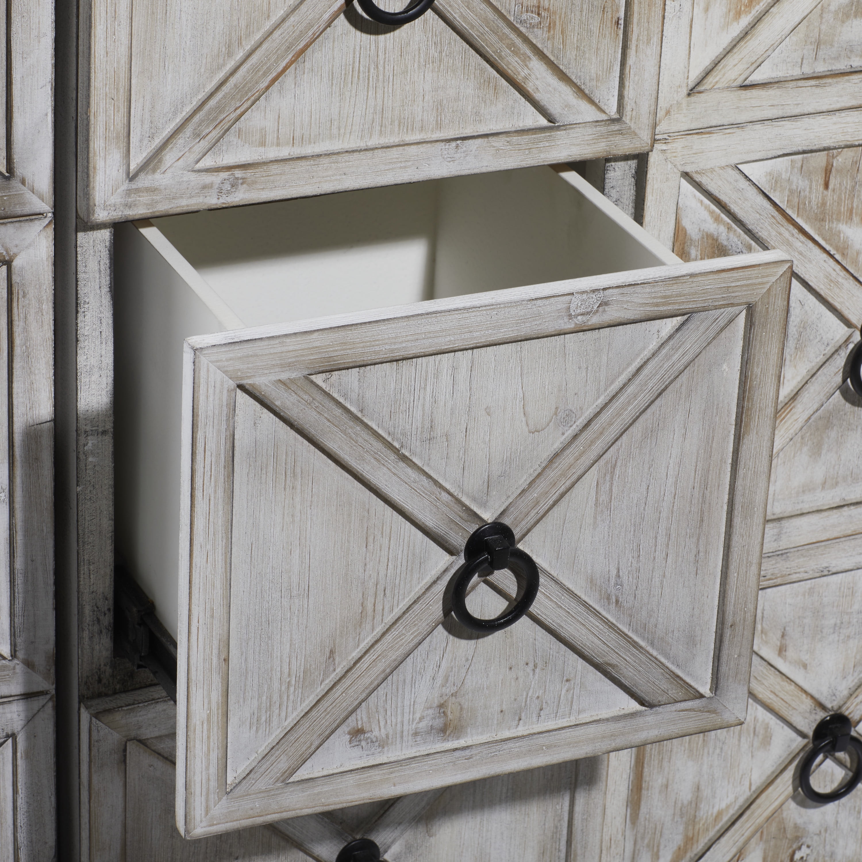 DecMode 36" x 33" White Wood 3 Drawers and 6 Shelves Cabinet, 1-Piece