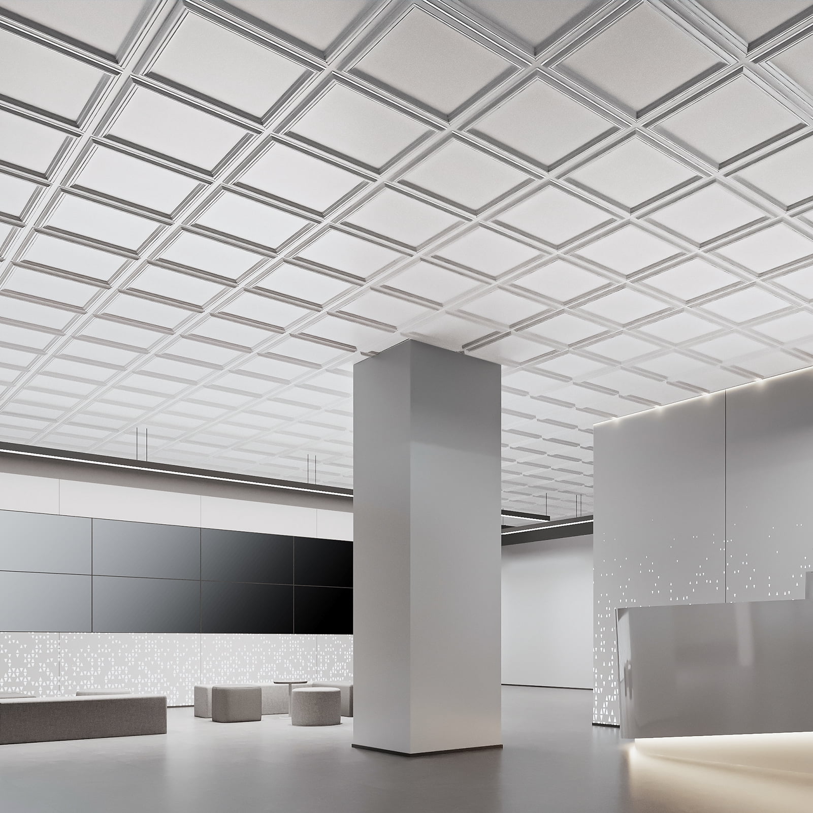 Art3d 24''x24'' Drop in Ceiling Tiles,12 Pcs 3D PVC Panels for Home, Office & Commercial Space,White