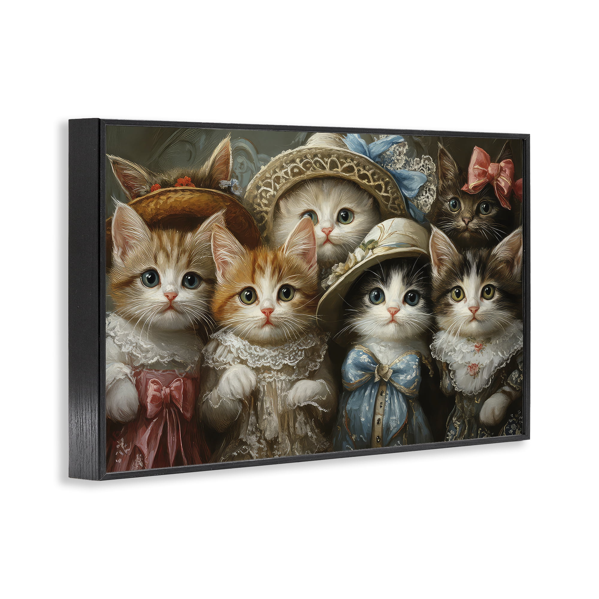 Stupell Industries Fashionable Vintage Cats Black Framed Giclee Art, design by The Wands Want
