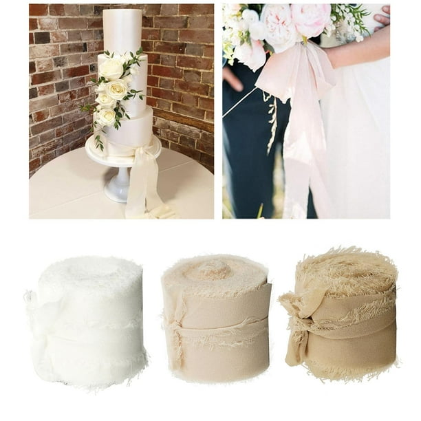 Cinta De Gasa Para Regalos - 3 Rollos De 2,5 Cm X 5 M, Bordes Deshilachados, Hecha A Mano - Para Envoltorios, Bodas, Manualidades Y Decoración