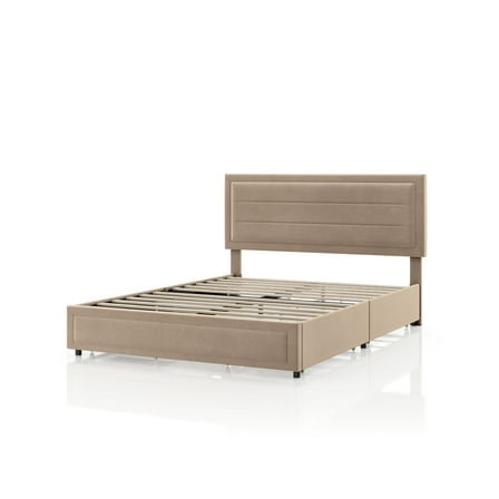 Furniture of America Zorva Full Platform Bed with Storage Drawers, Light Brown
