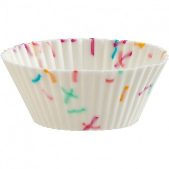 Trudeau Structure White Confetti Silicone Mini Muffin Baking Cups, Set of 24