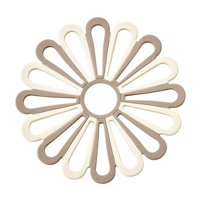 Vrorvz Double Color Petalss Silicone Pot Mat High Temperature Resistant Round Flower Design Food Grade Insulation Pad Non Slip Table Protection Easy to Clean