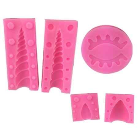 

HEQU 5Pcs Silicone Unicorn Horn Mold Unicorn Cake Toppers Cake Decorations With Ears And Eyes Molds Set