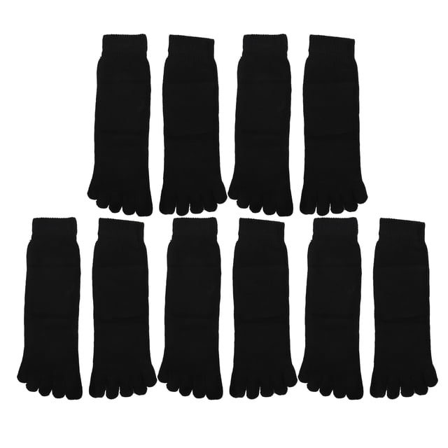 5 pares de calcetines transpirables de cinco dedos para evitar el mal olor de pies, para correr y yoga, para hombre, color negro