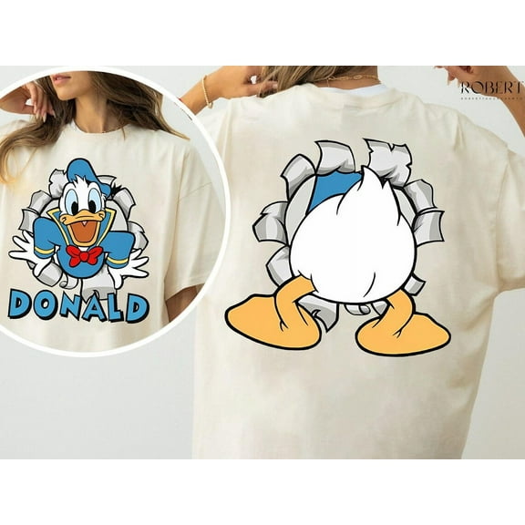 Funny Donald Duck Portrait Retro 2Sided T-Shirt, Cute Mickey And Friends TShirt, Magic Kingdom Tee, Disneyland Trip Family Vacation