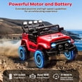 thumbnail image 2 of 12V Kids Ride-On Car, Electric Truck Ride-On Toys with 5MPH Max Speed, Remote Control, Lights, and Music for Kids Gifts, Red, 2 of 7