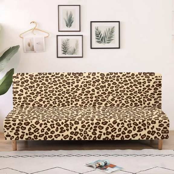 SCRAWLGOD Leopard Print Couch Cover Without Armrest Stretch Soft Sofa Cover Washable 1 Piece Sofa Slipcover for Living Room