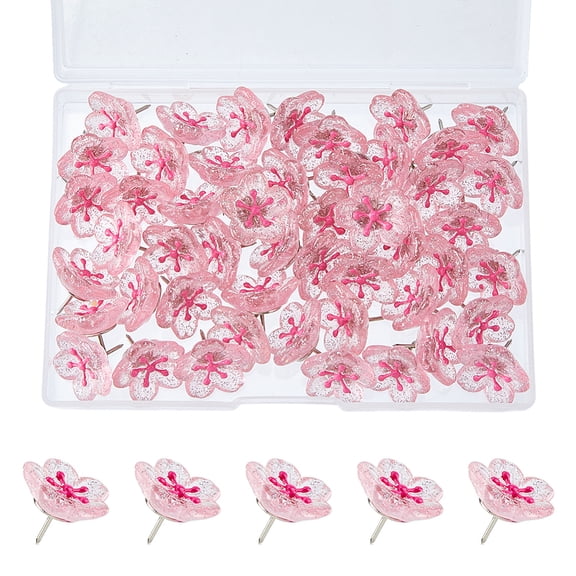 50pcs Flower Push Pins Colorful Cute Pushpins Floret Wall Thumb Tacks Decorative Push Pins