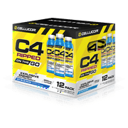 Cellucor C4 Ripped On The Go Pre Workout Energy Drink, Icy Blue Razz, 11.66 Fl Oz, 12 Ct