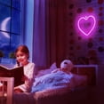 thumbnail image 4 of 1 letrero de neón de corazón rosa, luz de neón LED alimentada por batería o USB para fiesta, lámpara de decoración del hogar, luz de decoración de mesa y pared para decoración, 4 of 5