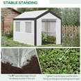 thumbnail image 4 of Outdoor Storage Shed Outsunny 10' x 7' x 7' Walk-In Greenhouse, Outdoor Garden Warm Hot House with 4 Roll-up Windows, 2 Zippered Doors and Weather Cover, White,Small Storage Shed, 4 of 10