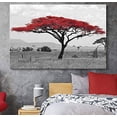 thumbnail image 2 of wall26 - Canvas Wall Art - Pop of Red Color Acacia Treetop on Black and White African Savanna Background - Giclee Print Gallery Wrap Modern Home Art Ready to Hang - 12x18 inches, 2 of 4