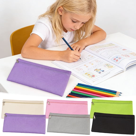 Dmlowu Flat Pencil Pouch, Simple Solid Color Large Capacity Pen Bag, Lightweight Oxford Cloth Portable Zipper Pencil Case for Tools Stationary Pens