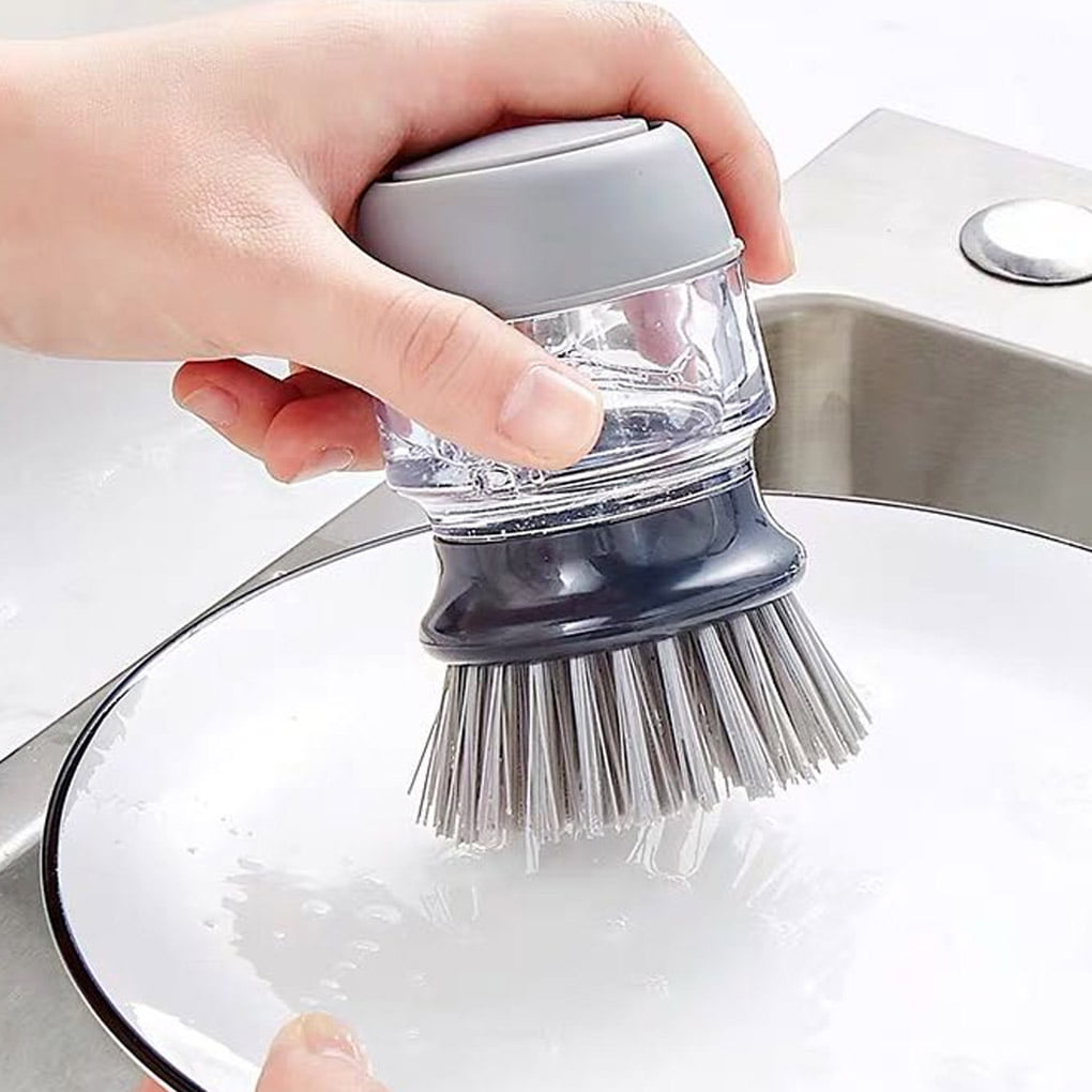 Scrubber Soap Dispense Palm Wash Brush Cleaning Pan Pot Dish Bowl Kitchen Tool 