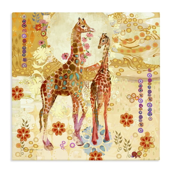 Stupell Industries Eclectic Floral Patterned Giraffes Canvas Art, 17 x 17, by Evelia Designs