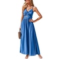 thumbnail image 1 of Vestido de verano CUPSHE con cuello en V retorcido sin mangas y recorte azul, 1 of 7