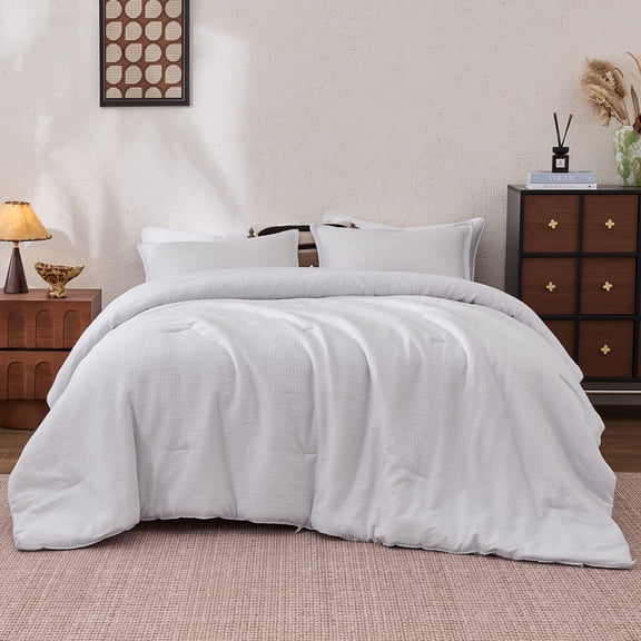 Sleep Zone 3D Waffle Comforter Set Twin/Twin XL, OEKO-TEX Ultra-Soft Down Alternative Bedding, All-Season Breathable, Stay-Put Corner Loops, Machine Washable (Grey, Twin/Twin XL)