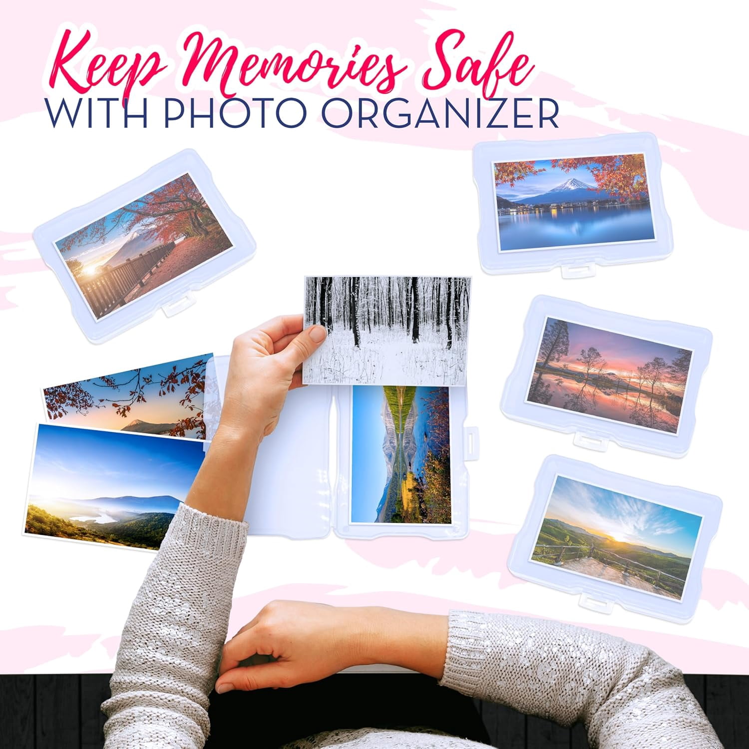 4E's Novelty 16 Pack Clear Photo Storage Box with 4x6 Photo Cases and Photo Organizing Box, 4x6 Photo Storage Box