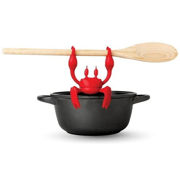 Red Crab Silicone Utensil Rest - Heat-Resistant, Non-Slip (Stove/Grill Use, Steam Releaser, Kitchen Gift)
