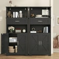 thumbnail image 5 of Casendy Kitchen Cabinet with Doors, Farmhouse Pantry Cabinet with Storage Shelf and Drawer, Wooden Kitchen Cupboard Cabinets for Dining Room, Living Room, Black, 5 of 9